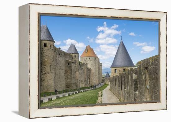 France, Languedoc-Roussillon. Chateau De Carcassonne. City Walls and Gates-Emily Wilson-Framed Premier Image Canvas