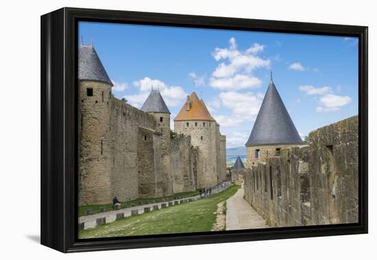 France, Languedoc-Roussillon. Chateau De Carcassonne. City Walls and Gates-Emily Wilson-Framed Premier Image Canvas