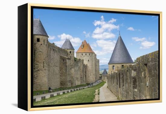 France, Languedoc-Roussillon. Chateau De Carcassonne. City Walls and Gates-Emily Wilson-Framed Premier Image Canvas