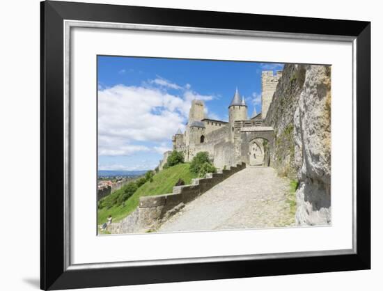 France, Languedoc-Roussillon. Chateau De Carcassonne. City Walls and Gates-Emily Wilson-Framed Photographic Print