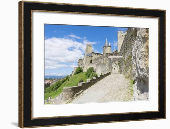 France, Languedoc-Roussillon. Chateau De Carcassonne. City Walls and Gates-Emily Wilson-Framed Photographic Print