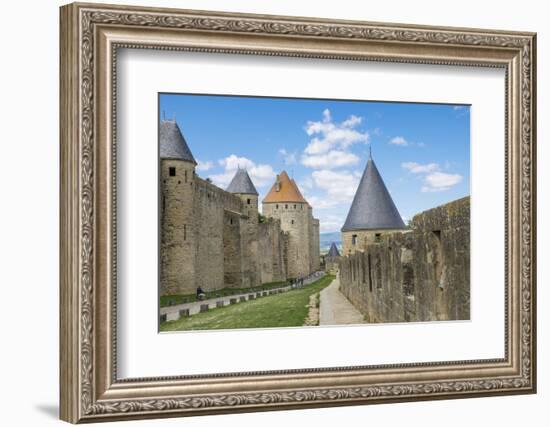 France, Languedoc-Roussillon. Chateau De Carcassonne. City Walls and Gates-Emily Wilson-Framed Photographic Print