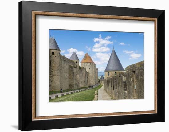 France, Languedoc-Roussillon. Chateau De Carcassonne. City Walls and Gates-Emily Wilson-Framed Photographic Print