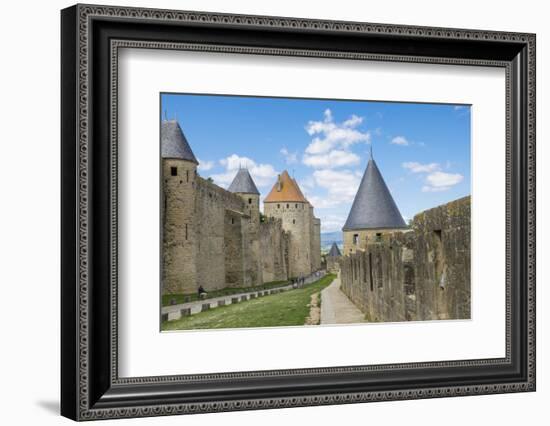 France, Languedoc-Roussillon. Chateau De Carcassonne. City Walls and Gates-Emily Wilson-Framed Photographic Print