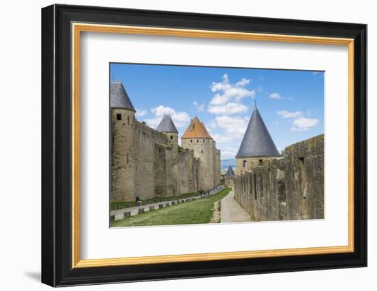 France, Languedoc-Roussillon. Chateau De Carcassonne. City Walls and Gates-Emily Wilson-Framed Photographic Print