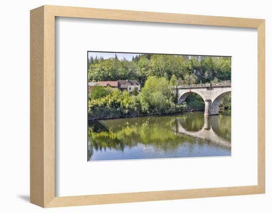 France, Lot River. Stone bridge over the Lot River.-Hollice Looney-Framed Photographic Print