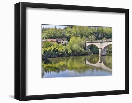 France, Lot River. Stone bridge over the Lot River.-Hollice Looney-Framed Photographic Print