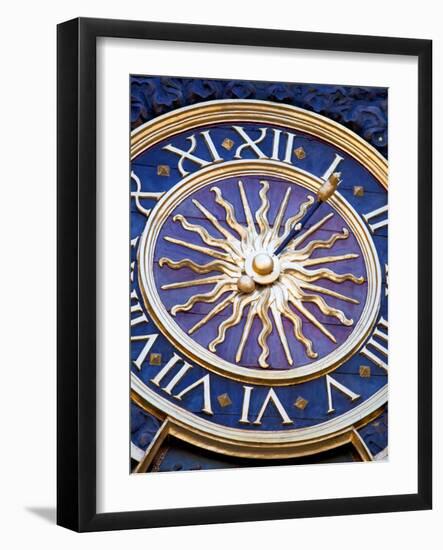 France, Normandy, Rouen. Detail of the Gros Horloge in the Historic Quarter.-Ken Scicluna-Framed Photographic Print