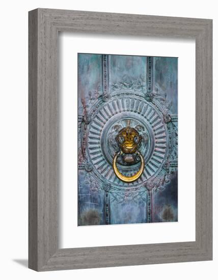 France, Paris, bronze door knocker.-Merrill Images-Framed Photographic Print