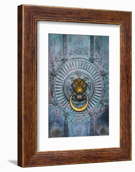 France, Paris, bronze door knocker.-Merrill Images-Framed Photographic Print