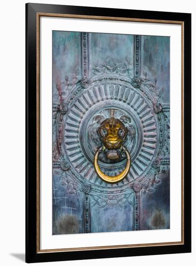 France, Paris, bronze door knocker.-Merrill Images-Framed Photographic Print