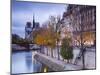 France, Paris, Cathedral Notre Dame Cathedral and Ile St-Louis, Dawn-Walter Bibikow-Mounted Photographic Print
