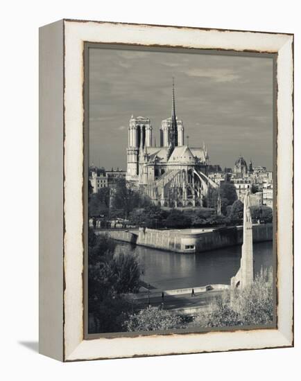 France, Paris,Cathedrale Notre Dame and the Pont De La Tournelle Bridge-Walter Bibikow-Framed Premier Image Canvas