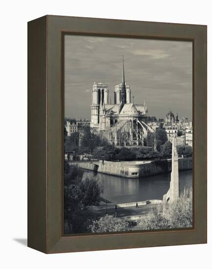 France, Paris,Cathedrale Notre Dame and the Pont De La Tournelle Bridge-Walter Bibikow-Framed Premier Image Canvas