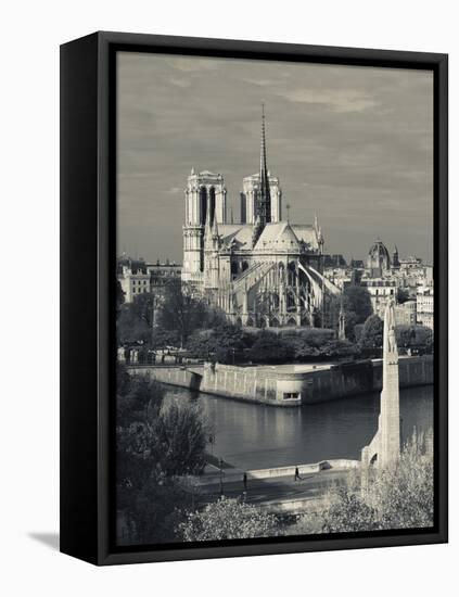 France, Paris,Cathedrale Notre Dame and the Pont De La Tournelle Bridge-Walter Bibikow-Framed Premier Image Canvas