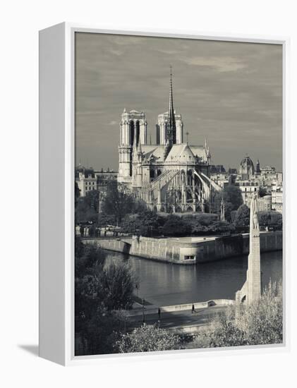 France, Paris,Cathedrale Notre Dame and the Pont De La Tournelle Bridge-Walter Bibikow-Framed Premier Image Canvas