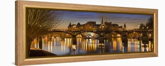 France, Paris, Hotel De Ville, Pont of the Arts, Seine, Lighting, Evening-Rainer Mirau-Framed Premier Image Canvas