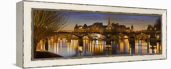 France, Paris, Hotel De Ville, Pont of the Arts, Seine, Lighting, Evening-Rainer Mirau-Framed Premier Image Canvas