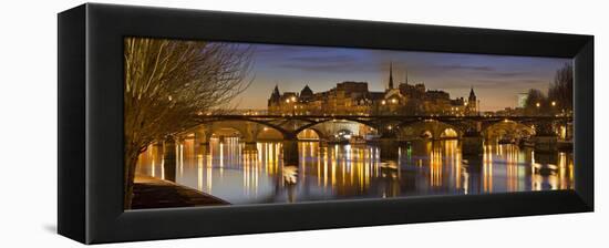 France, Paris, Hotel De Ville, Pont of the Arts, Seine, Lighting, Evening-Rainer Mirau-Framed Premier Image Canvas