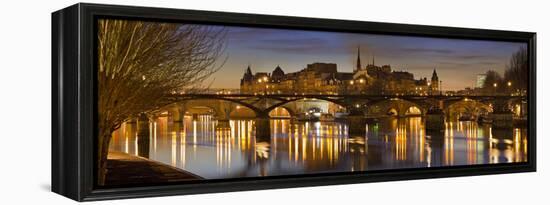 France, Paris, Hotel De Ville, Pont of the Arts, Seine, Lighting, Evening-Rainer Mirau-Framed Premier Image Canvas