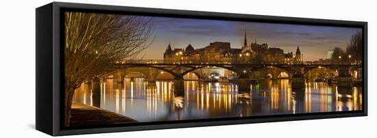 France, Paris, Hotel De Ville, Pont of the Arts, Seine, Lighting, Evening-Rainer Mirau-Framed Premier Image Canvas