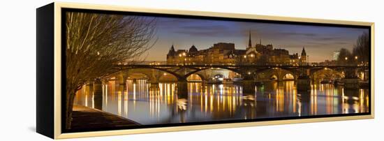 France, Paris, Hotel De Ville, Pont of the Arts, Seine, Lighting, Evening-Rainer Mirau-Framed Premier Image Canvas