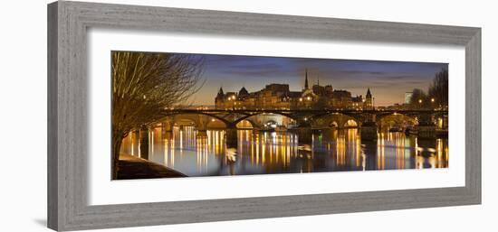 France, Paris, Hotel De Ville, Pont of the Arts, Seine, Lighting, Evening-Rainer Mirau-Framed Photographic Print