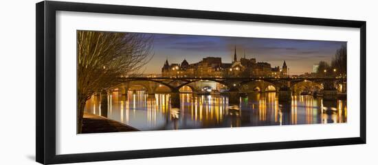 France, Paris, Hotel De Ville, Pont of the Arts, Seine, Lighting, Evening-Rainer Mirau-Framed Photographic Print