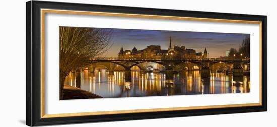 France, Paris, Hotel De Ville, Pont of the Arts, Seine, Lighting, Evening-Rainer Mirau-Framed Photographic Print