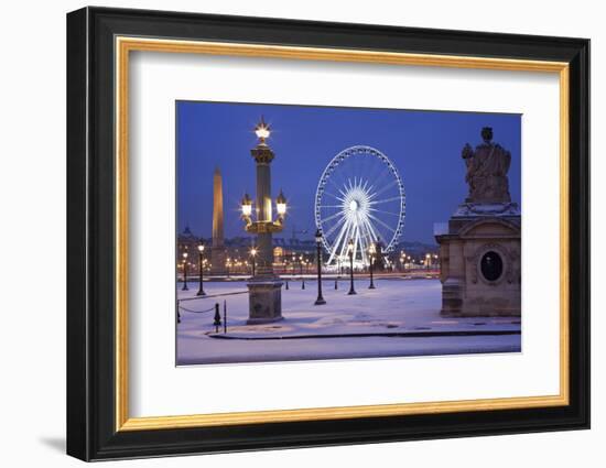 France, Paris, Ile De France, Elysee, Place De La Concorde, Ferris Wheel, Lantern, Snow-Rainer Mirau-Framed Photographic Print