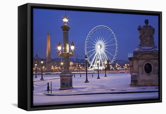 France, Paris, Ile De France, Elysee, Place De La Concorde, Ferris Wheel, Lantern, Snow-Rainer Mirau-Framed Premier Image Canvas