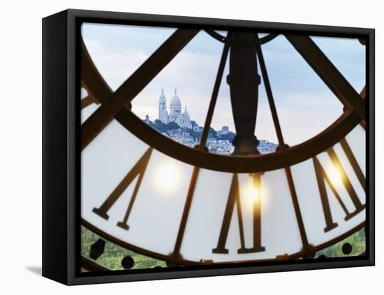 France, Paris, Musee D'Orsay, Giant Ornamental Clock and Basilique Du Sacre Coeur-Shaun Egan-Framed Premier Image Canvas