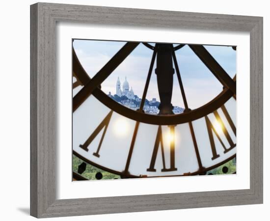 France, Paris, Musee D'Orsay, Giant Ornamental Clock and Basilique Du Sacre Coeur-Shaun Egan-Framed Photographic Print