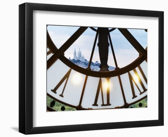 France, Paris, Musee D'Orsay, Giant Ornamental Clock and Basilique Du Sacre Coeur-Shaun Egan-Framed Photographic Print