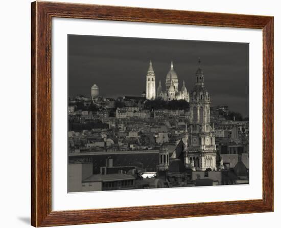 France, Paris, Sacre Coeur and Trinite D' Estienne D' Orves Church-Walter Bibikow-Framed Photographic Print