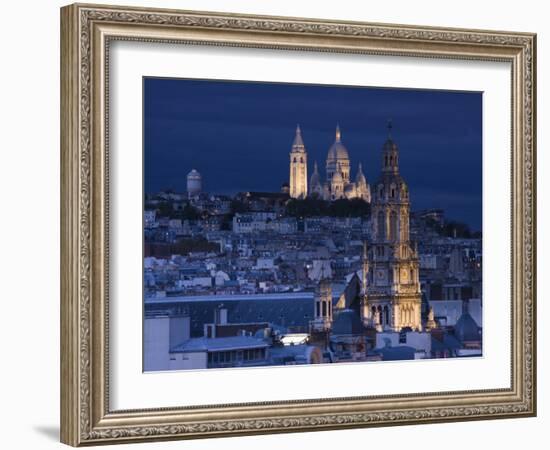 France, Paris, Sacre Coeur and Trinite D' Estienne D' Orves Church-Walter Bibikow-Framed Photographic Print