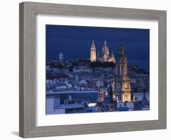 France, Paris, Sacre Coeur and Trinite D' Estienne D' Orves Church-Walter Bibikow-Framed Photographic Print