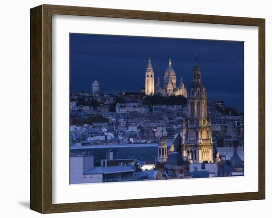 France, Paris, Sacre Coeur and Trinite D' Estienne D' Orves Church-Walter Bibikow-Framed Photographic Print