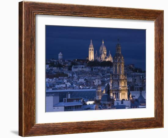 France, Paris, Sacre Coeur and Trinite D' Estienne D' Orves Church-Walter Bibikow-Framed Photographic Print