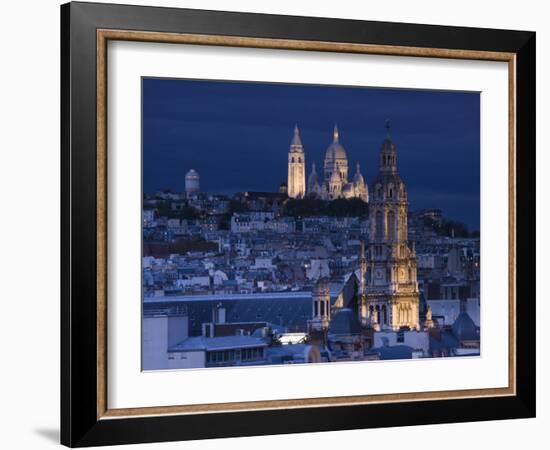 France, Paris, Sacre Coeur and Trinite D' Estienne D' Orves Church-Walter Bibikow-Framed Photographic Print