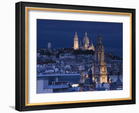 France, Paris, Sacre Coeur and Trinite D' Estienne D' Orves Church-Walter Bibikow-Framed Photographic Print