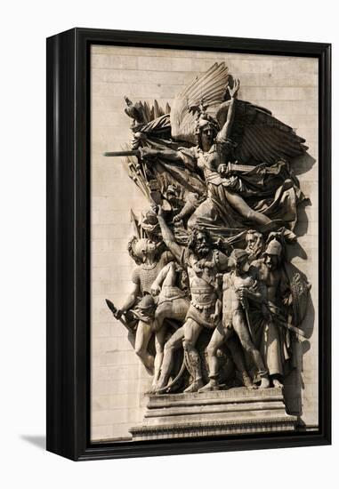 France. Paris. Triumphal Arch. Depart of 1792. La Marseillaise Personified on the Arc De Triomphe. -null-Framed Premier Image Canvas