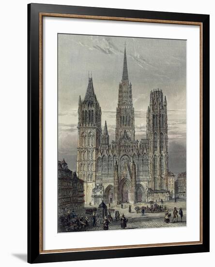 France, Paris, View of the Cathedral in Rouen-null-Framed Giclee Print