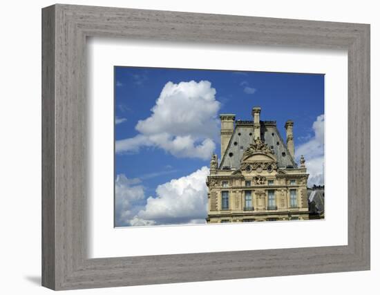 France, Paris, view of the Louvre palace from across the Seine river-Michele Molinari-Framed Photographic Print