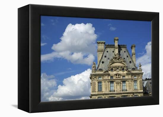 France, Paris, view of the Louvre palace from across the Seine river-Michele Molinari-Framed Premier Image Canvas