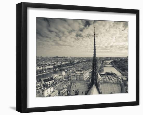 France, Paris, View of the Seine River and City from the Notre Dame Cathedral-Walter Bibikow-Framed Photographic Print