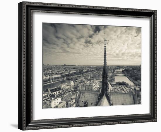 France, Paris, View of the Seine River and City from the Notre Dame Cathedral-Walter Bibikow-Framed Photographic Print