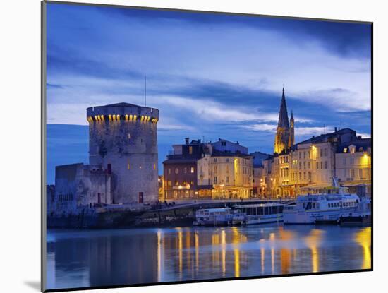 France, Poitou-Charentes, La Rochelle, Town Reflected in Harbour at Dusk-Shaun Egan-Mounted Photographic Print