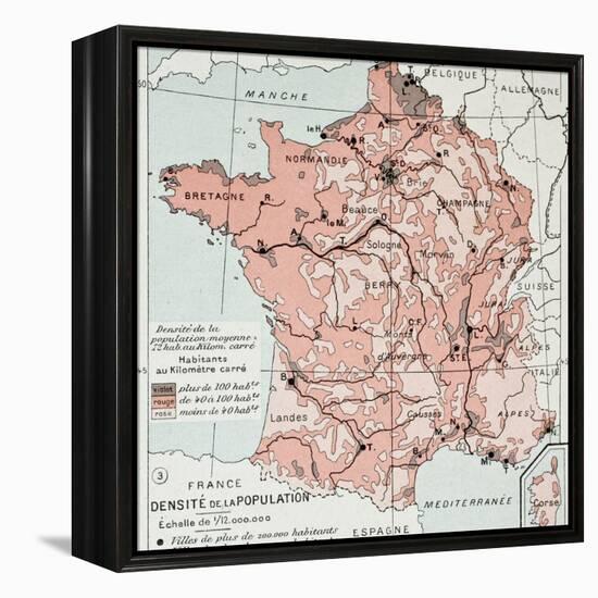 France Population Density At The End Of 19Th Century, Old Map-marzolino-Framed Stretched Canvas