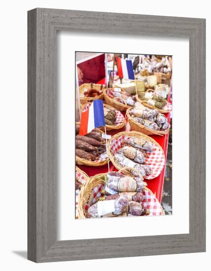 France, Provence Alps Cote D'Azur, Aix En Provence. Salami and Cheese for Sale at Local Market-Matteo Colombo-Framed Photographic Print